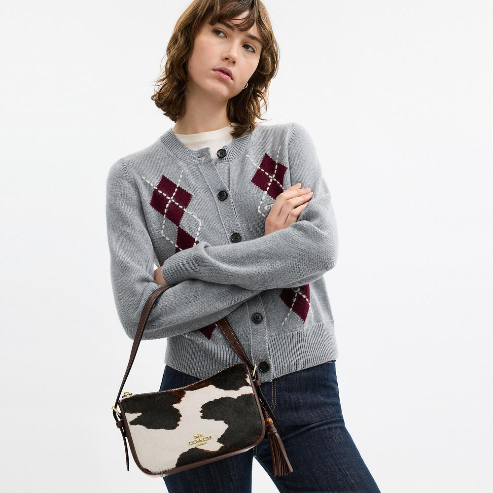 Kailey Shoulder Bag With Cow Print And Tassel - Picture 3 of 8